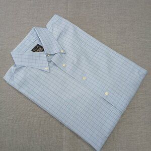 Jos. A. Bank Men's Light Blue Mini Check Dress Shirt 16.5/33 Tailored Fit